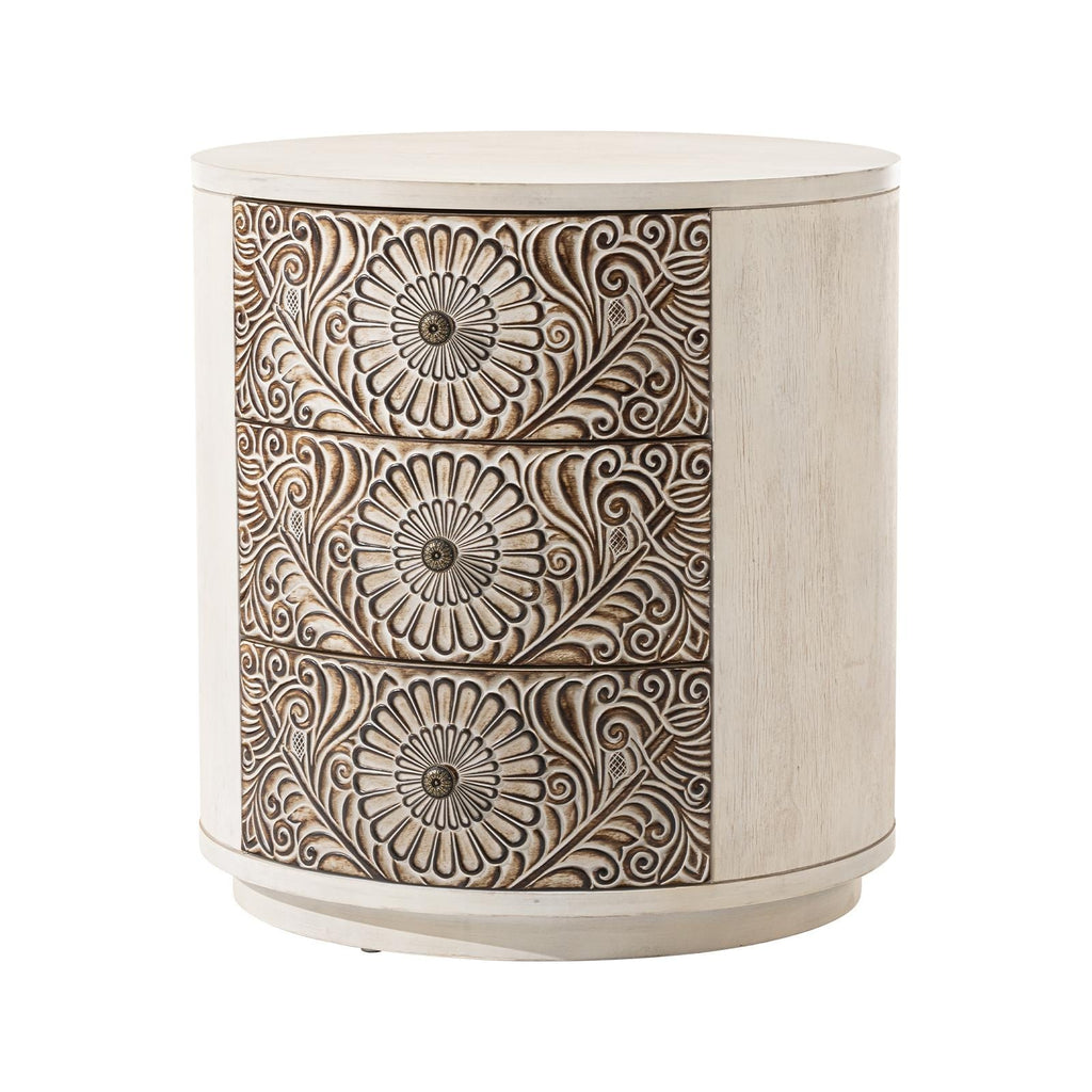 Table de chevet en bois massif marron vintage avec tiroirs COSIEST