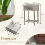Table de chevet en bois massif marron vintage avec tiroirs COSIEST