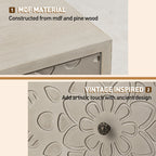 Table de chevet en bois massif marron vintage avec tiroirs COSIEST