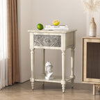 Table de chevet en bois massif marron vintage avec tiroirs COSIEST