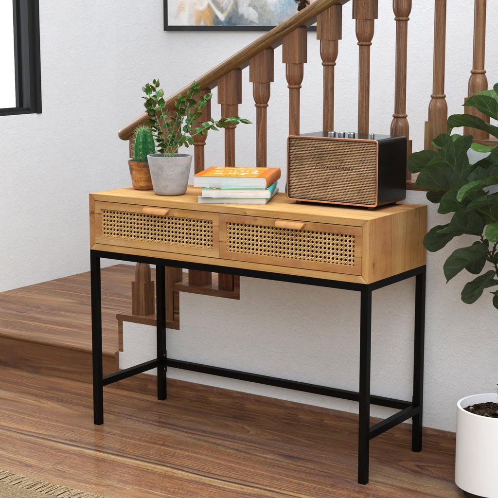 Console de style ferme moderne COZAYH 44 avec façade tissée