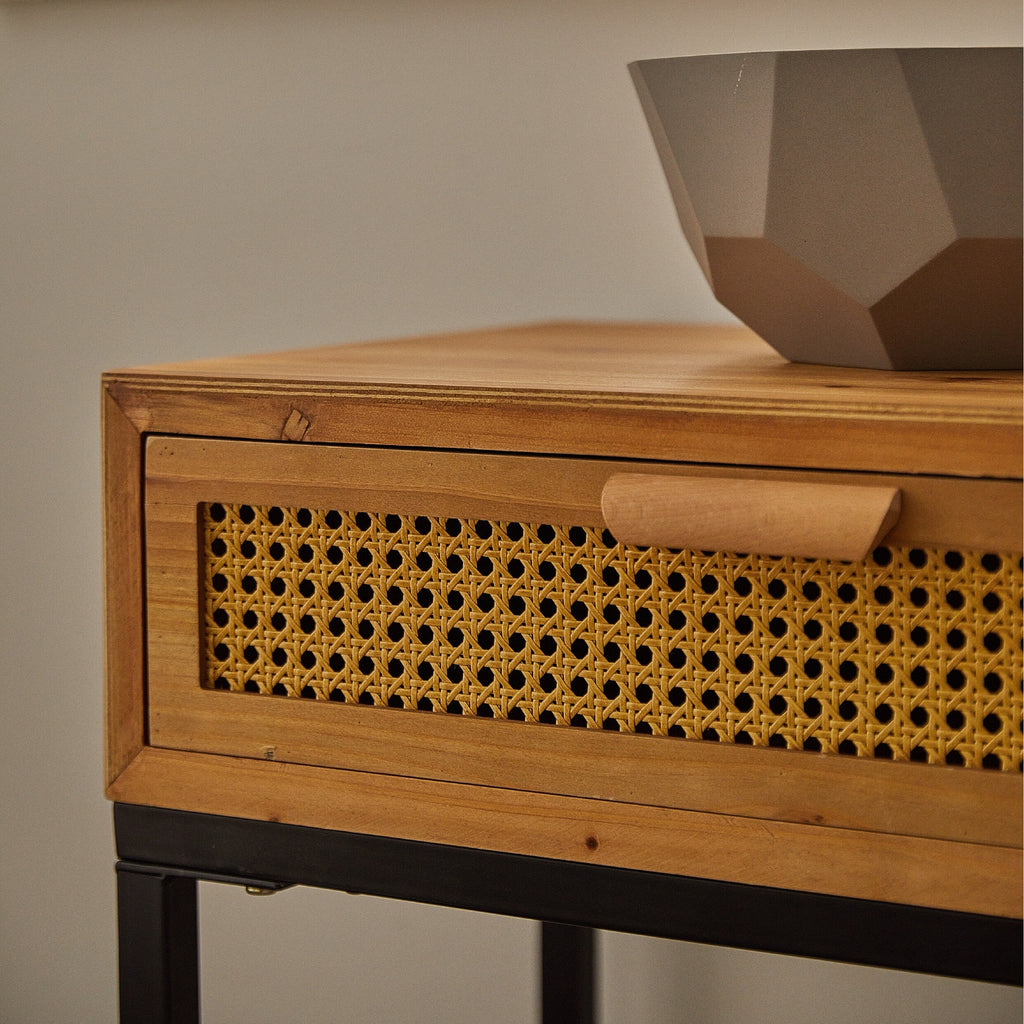Console de style ferme moderne COZAYH 44 avec façade tissée