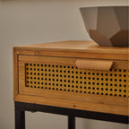 Console de style ferme moderne COZAYH 44 avec façade tissée