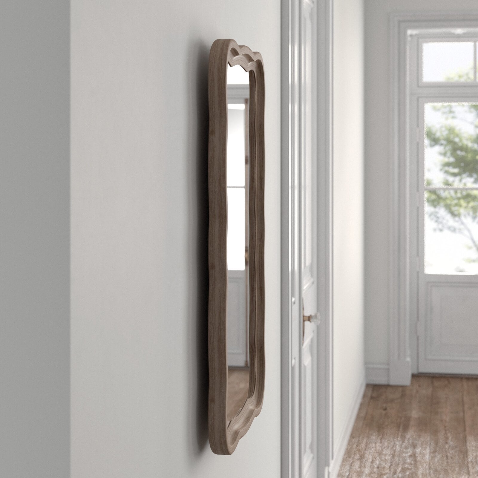 Miroir d'appoint incurvé en bois festonné COZAYH
