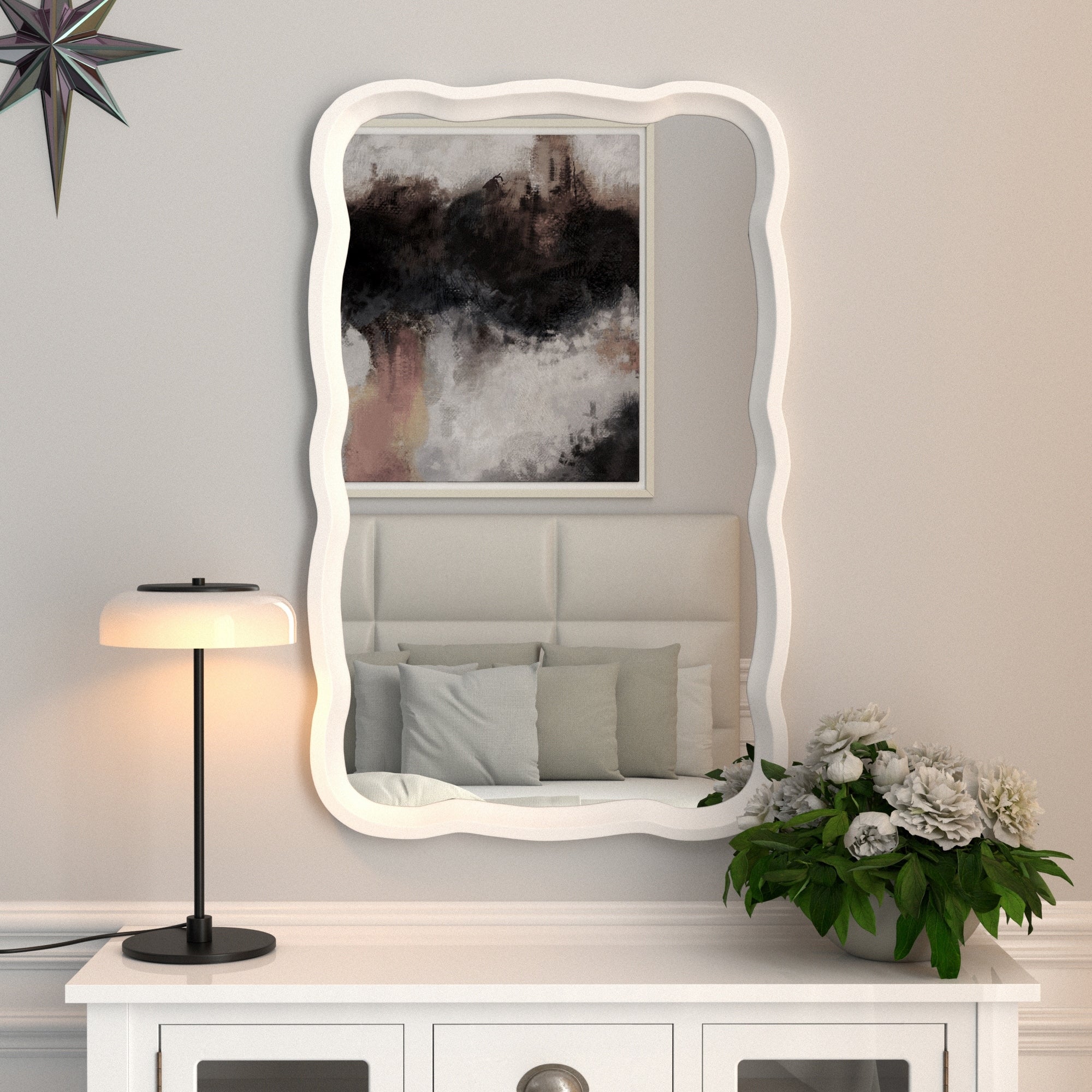 Miroir d'appoint incurvé en bois festonné COZAYH
