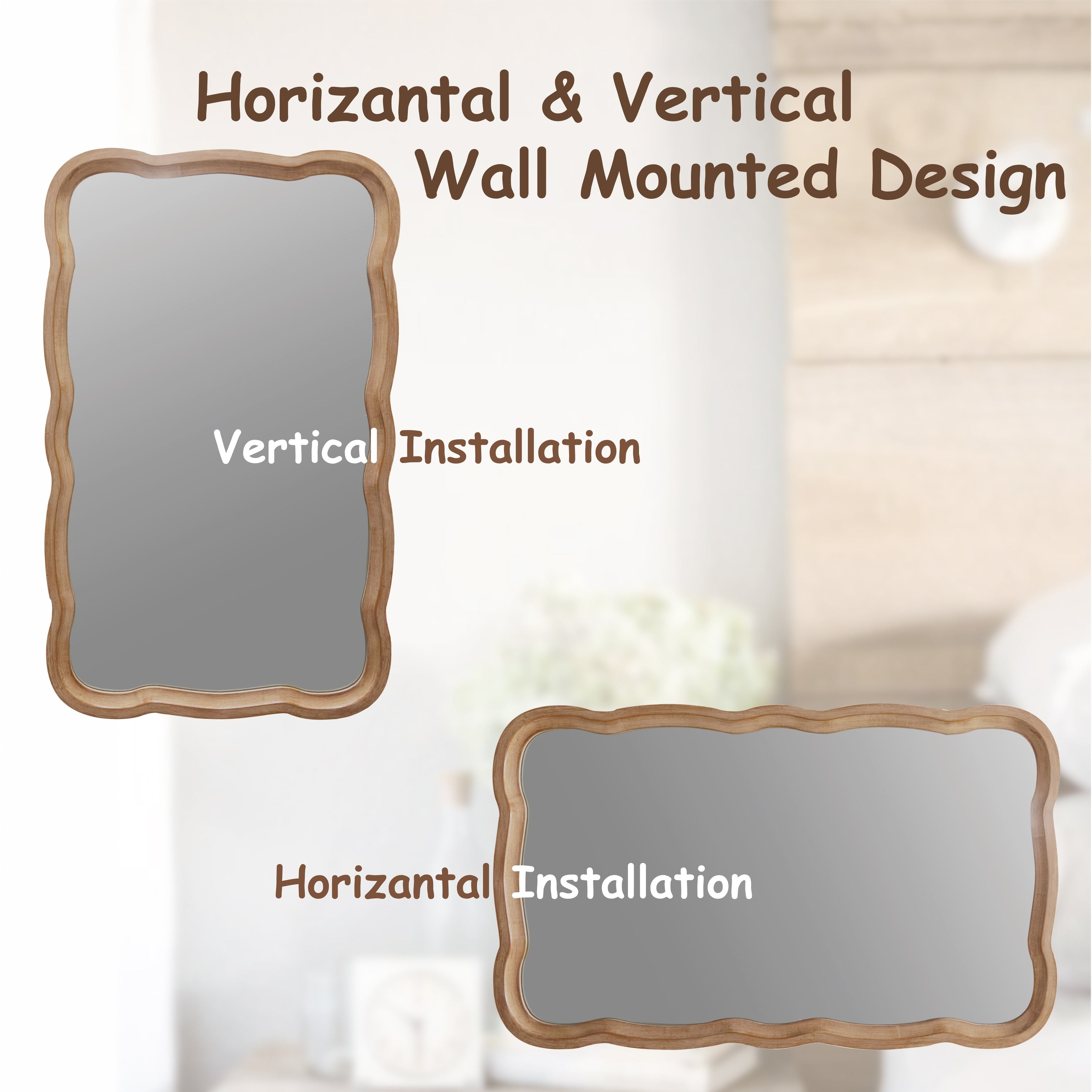 Miroir d'appoint incurvé en bois festonné COZAYH