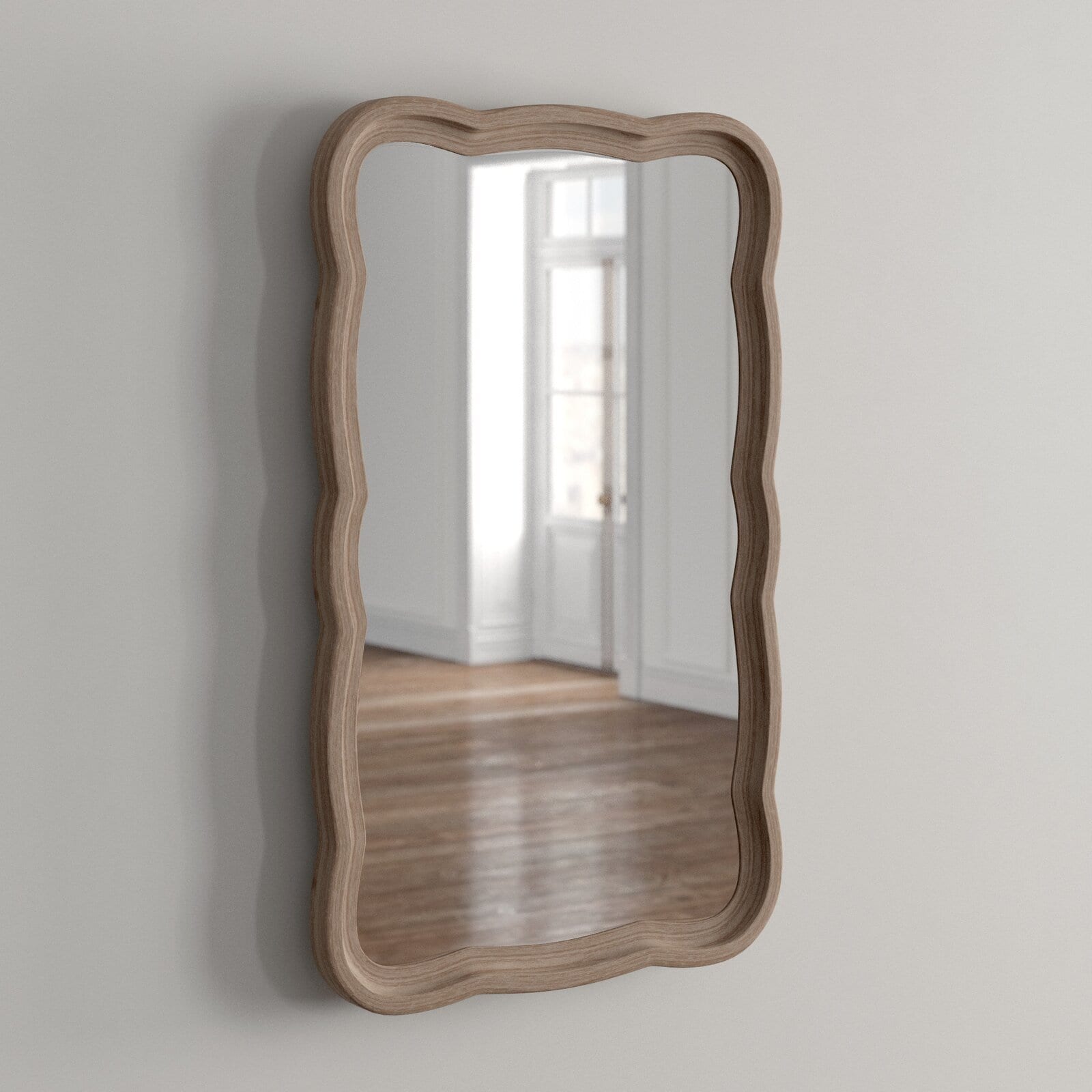 Miroir d'appoint incurvé en bois festonné COZAYH