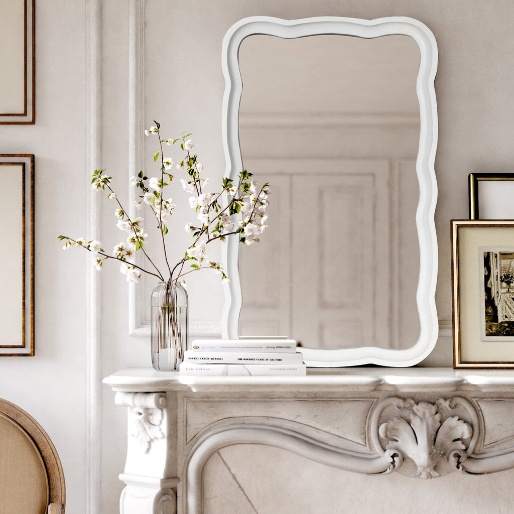 Miroir d'appoint incurvé en bois festonné COZAYH