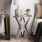 COZAYH Pedestal Farmhouse End Table, Distressed Top with Base for Modern Farmhouse, Boho Decor, Round