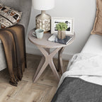 COZAYH Pedestal Farmhouse End Table, Distressed Top with Base for Modern Farmhouse, Boho Decor, Round