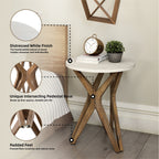 COZAYH Pedestal Farmhouse End Table, Distressed Top with Base for Modern Farmhouse, Boho Decor, Round