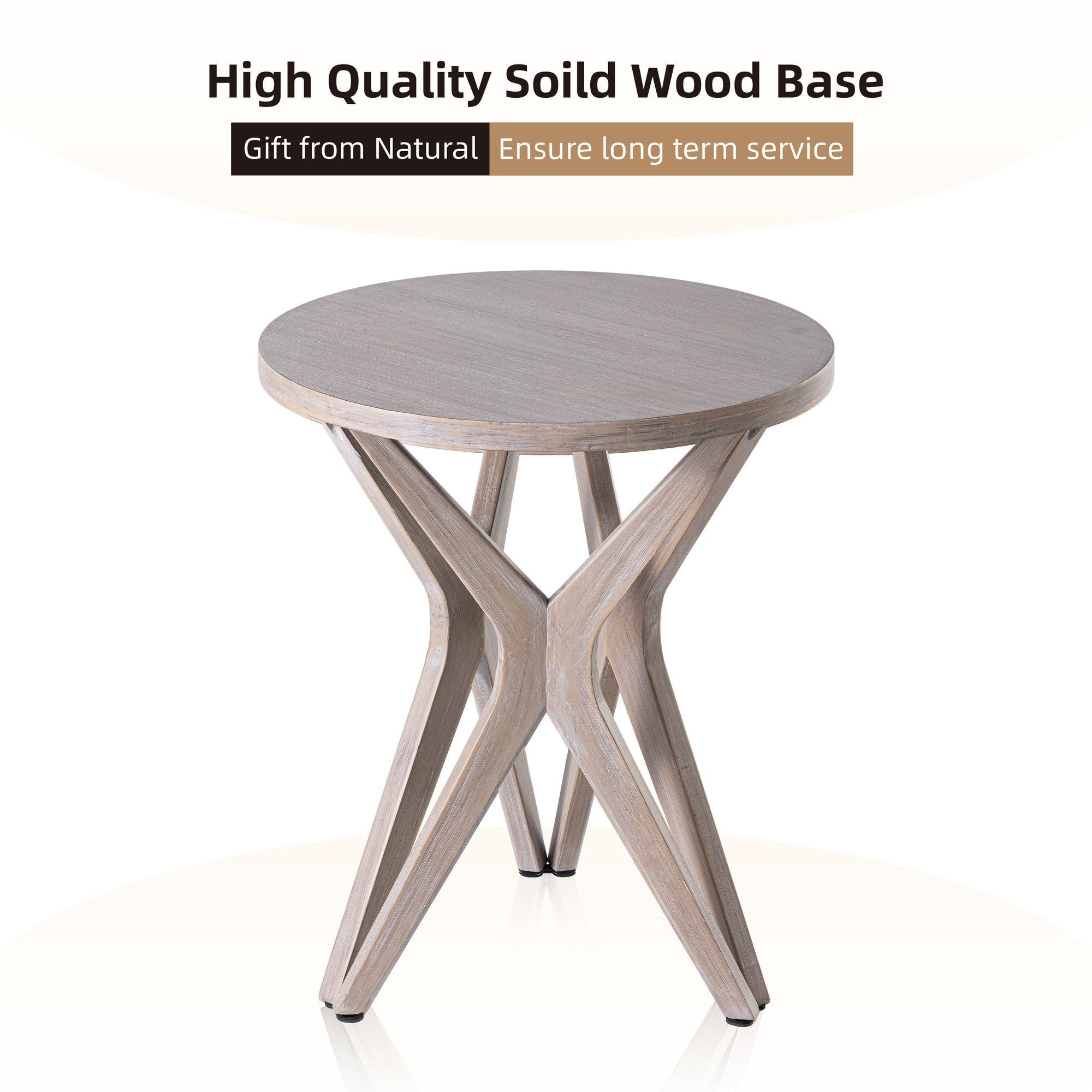 COZAYH Pedestal Farmhouse End Table, Distressed Top with Base for Modern Farmhouse, Boho Decor, Round