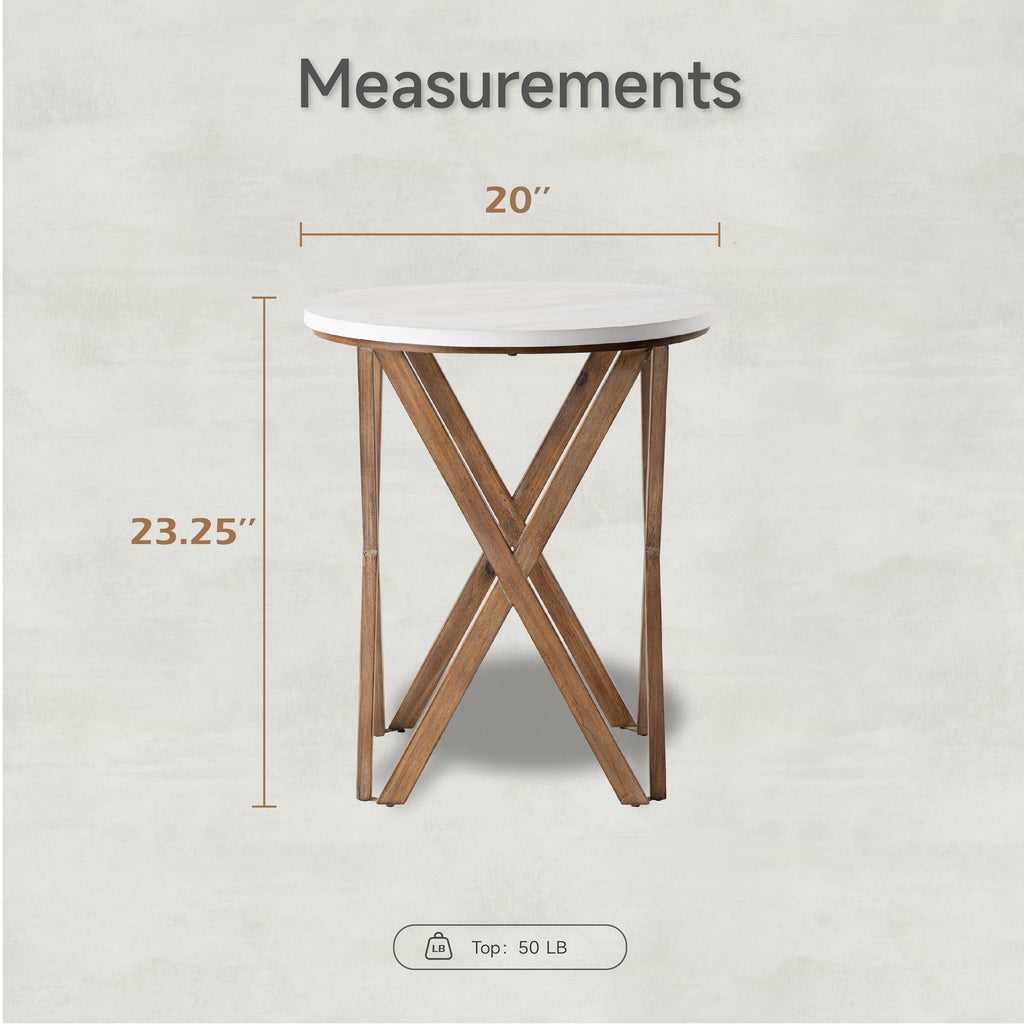 COZAYH Pedestal Farmhouse End Table, Distressed Top with Base for Modern Farmhouse, Boho Decor, Round