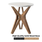 COZAYH Pedestal Farmhouse End Table, Distressed Top with Base for Modern Farmhouse, Boho Decor, Round