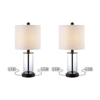 Lampe de table LED contemporaine Cabell 21 en verre, chargement USB, bronze huilé (lot de 2) par JONATHAN Y