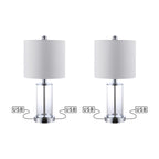 Lampe de table LED contemporaine Cabell 21 en verre, chargement USB, bronze huilé (lot de 2) par JONATHAN Y