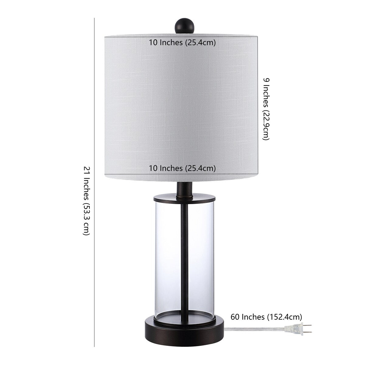 Lampe de table LED contemporaine Cabell 21 en verre, chargement USB, bronze huilé (lot de 2) par JONATHAN Y