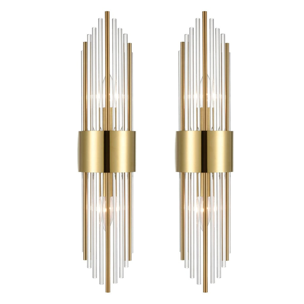Applique murale moderne en métal Cabrera avec de belles tiges en verre transparent pour salle de bain, lot de 2