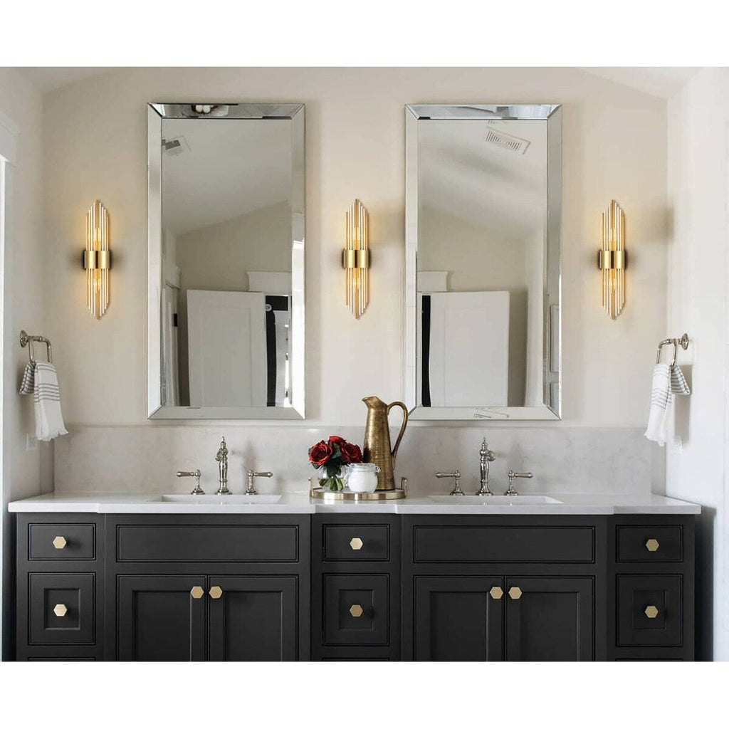 Applique murale moderne en métal Cabrera avec de belles tiges en verre transparent pour salle de bain, lot de 2