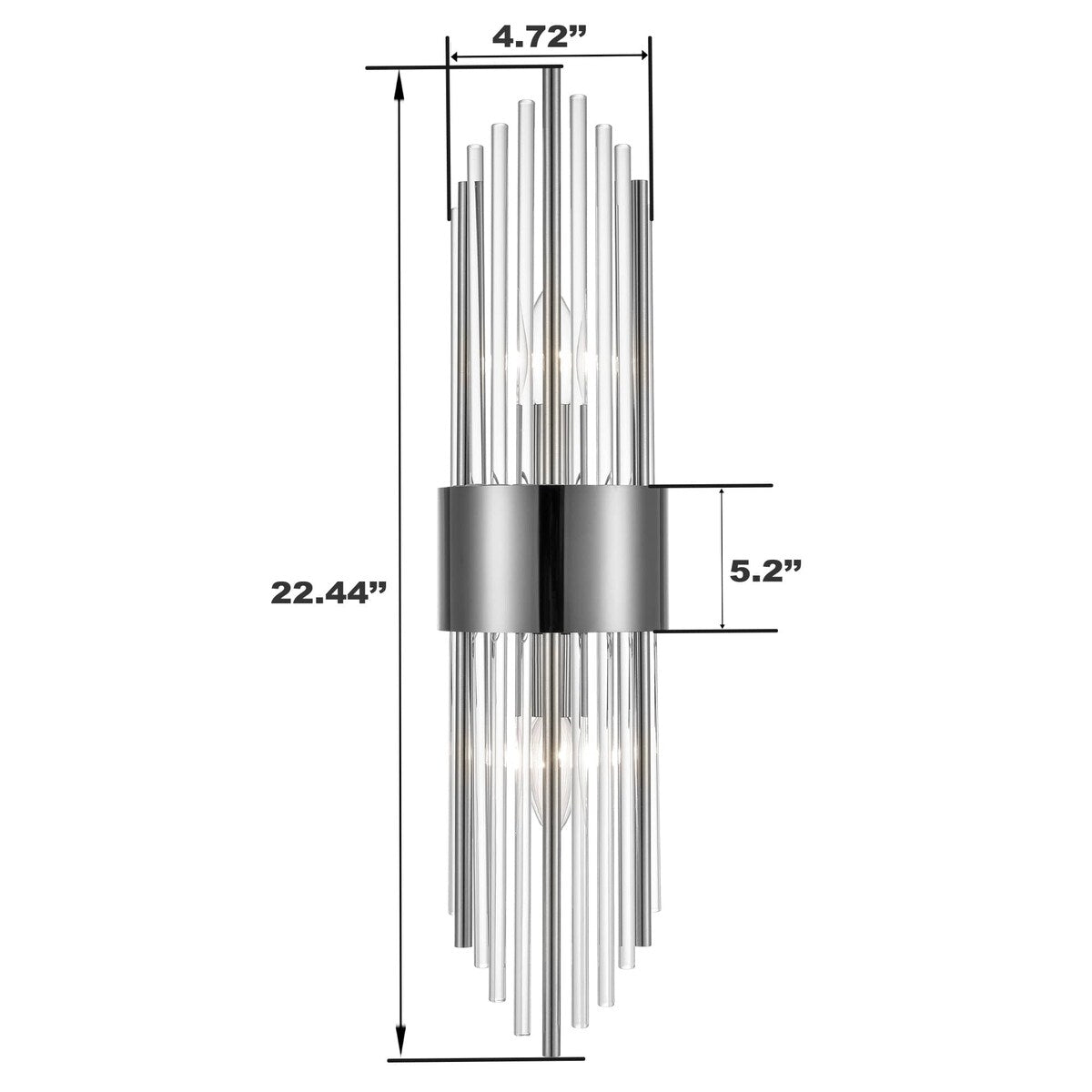 Applique murale moderne en métal Cabrera avec de belles tiges en verre transparent pour salle de bain, lot de 2