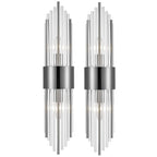 Applique murale moderne en métal Cabrera avec de belles tiges en verre transparent pour salle de bain, lot de 2