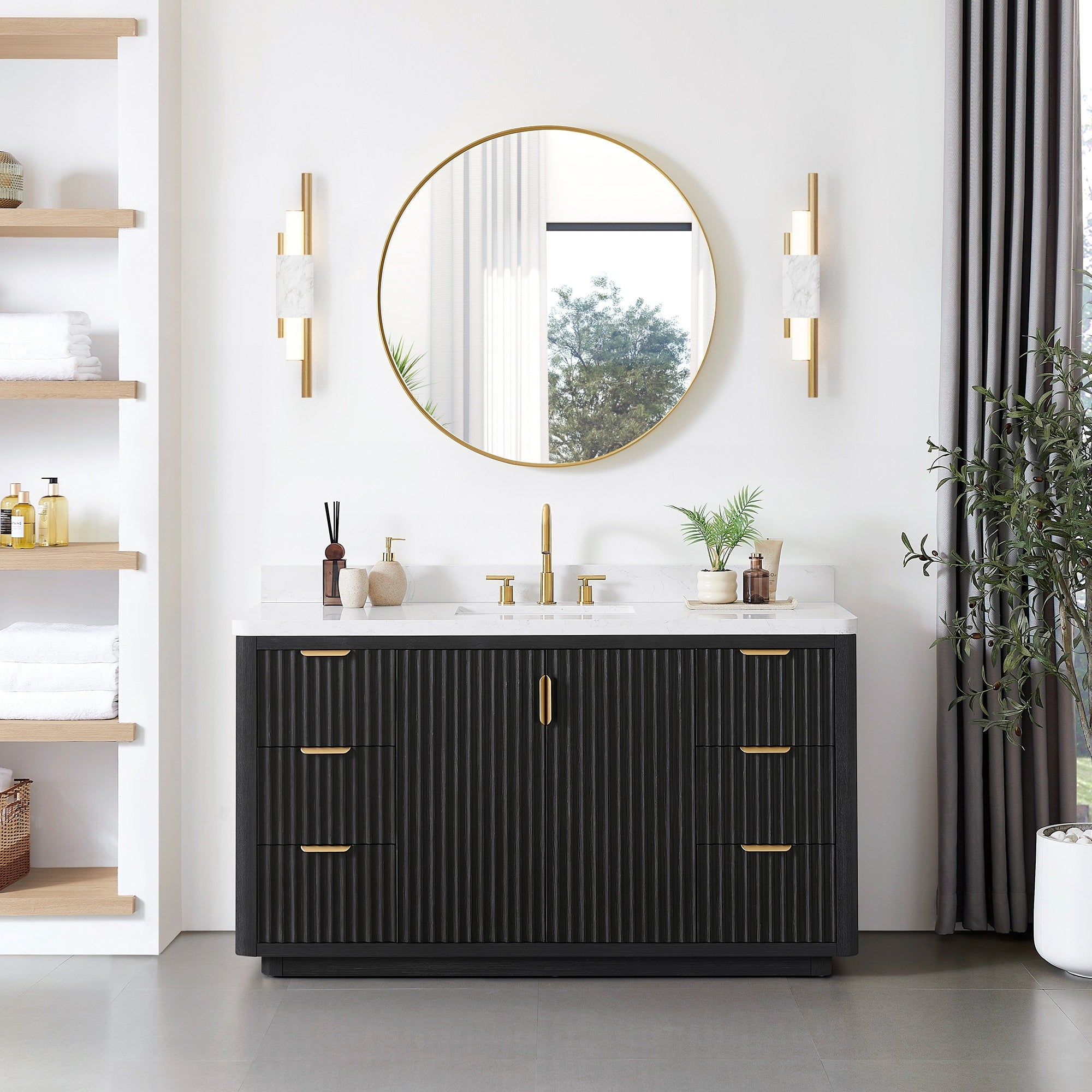 Meuble-lavabo Cadiz avec dessus en pierre composite sans miroir