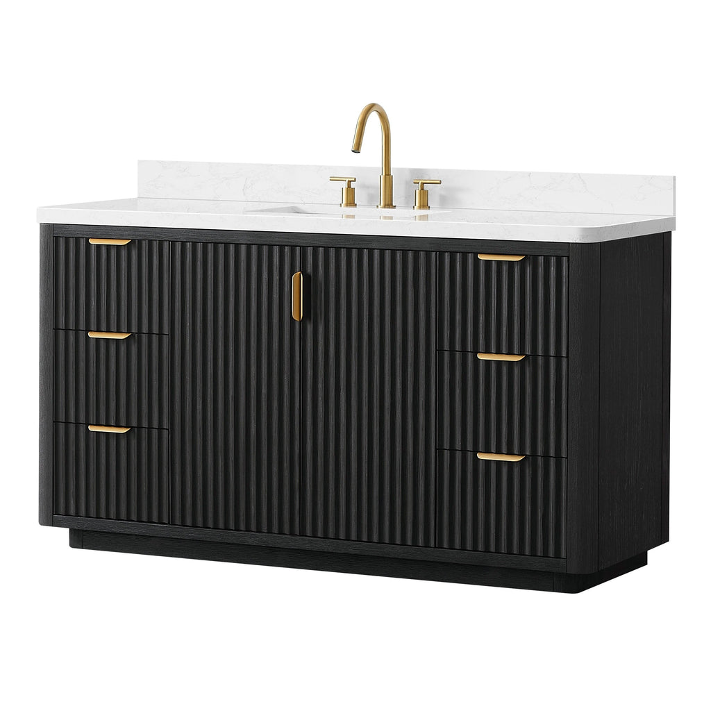 Meuble-lavabo Cadiz avec dessus en pierre composite sans miroir
