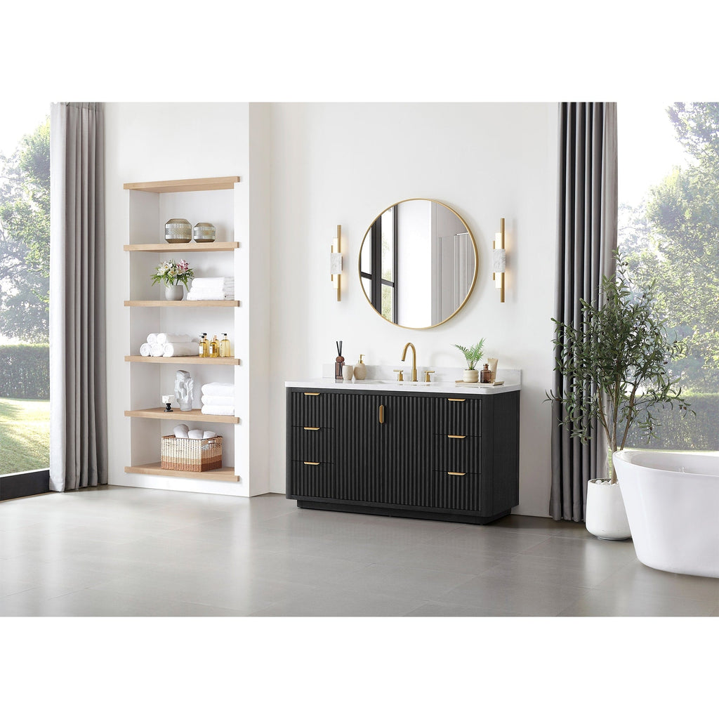 Meuble-lavabo Cadiz avec dessus en pierre composite sans miroir