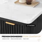 Meuble-lavabo Cadiz avec dessus en pierre composite sans miroir
