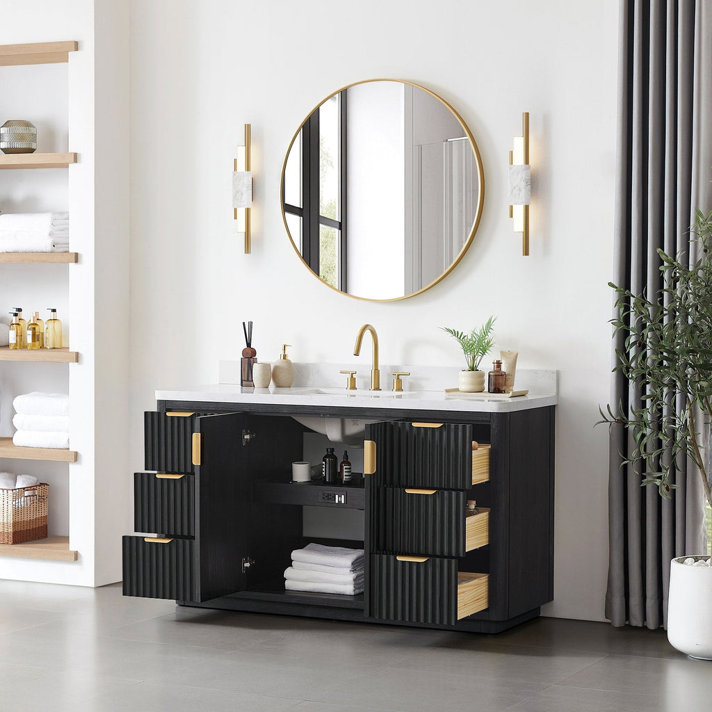 Meuble-lavabo Cadiz avec dessus en pierre composite sans miroir