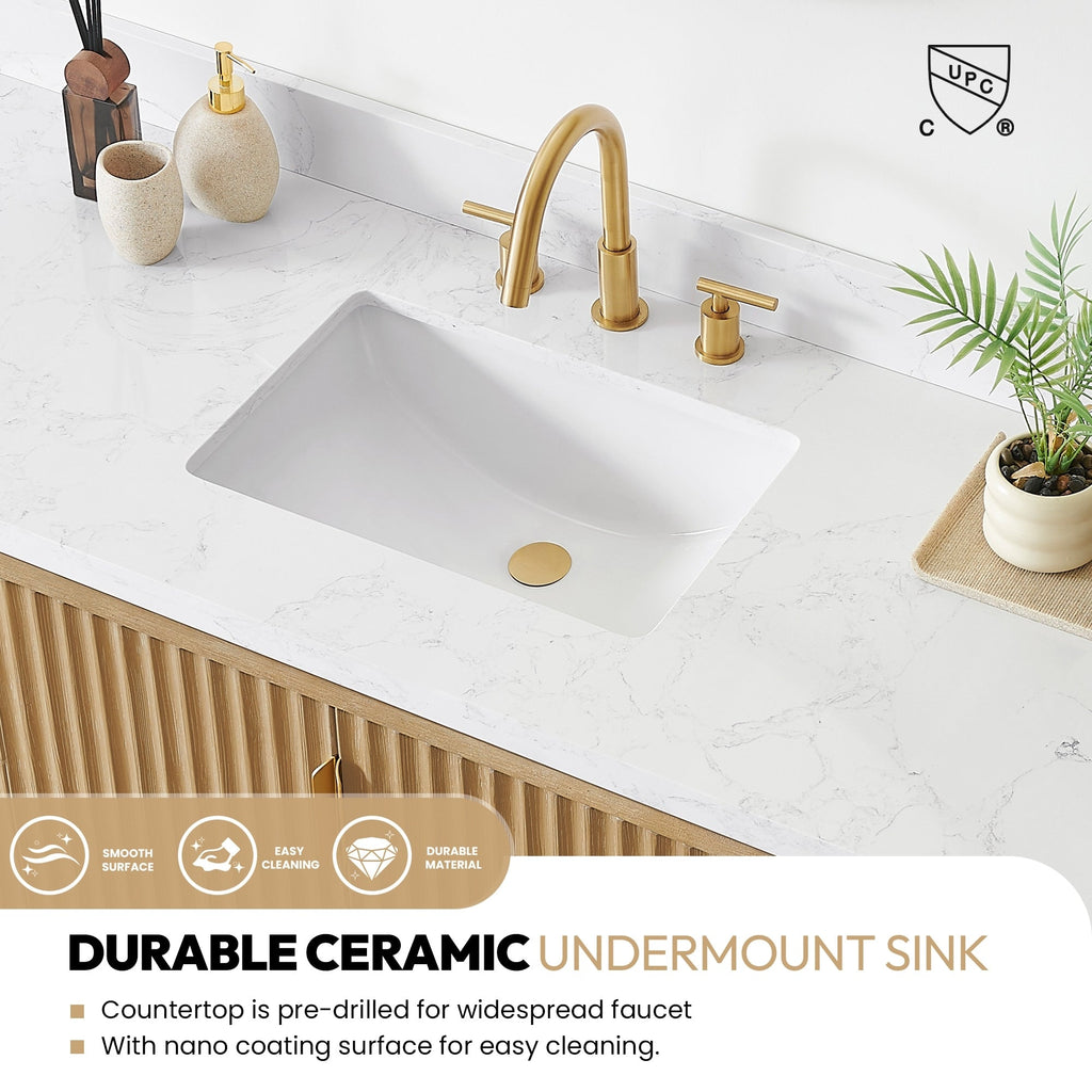 Meuble-lavabo Cadiz avec dessus en pierre composite sans miroir