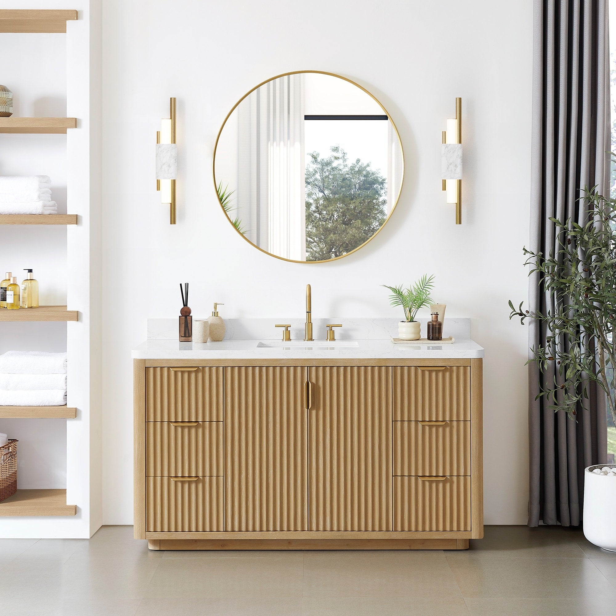 Meuble-lavabo Cadiz avec dessus en pierre composite sans miroir