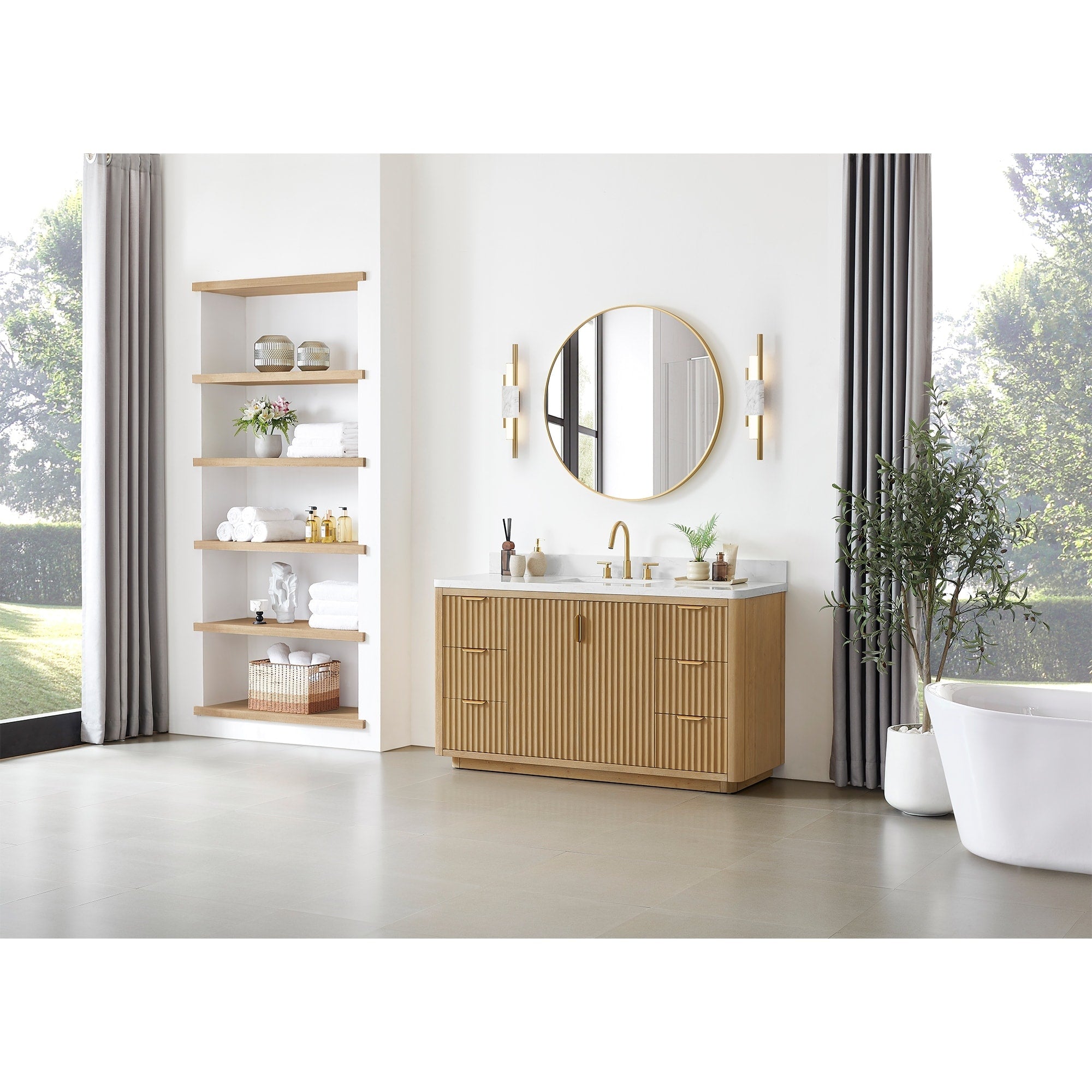 Meuble-lavabo Cadiz avec dessus en pierre composite sans miroir