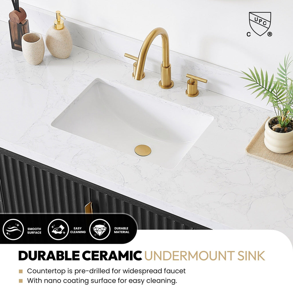 Meuble-lavabo Cadiz avec dessus en pierre composite sans miroir