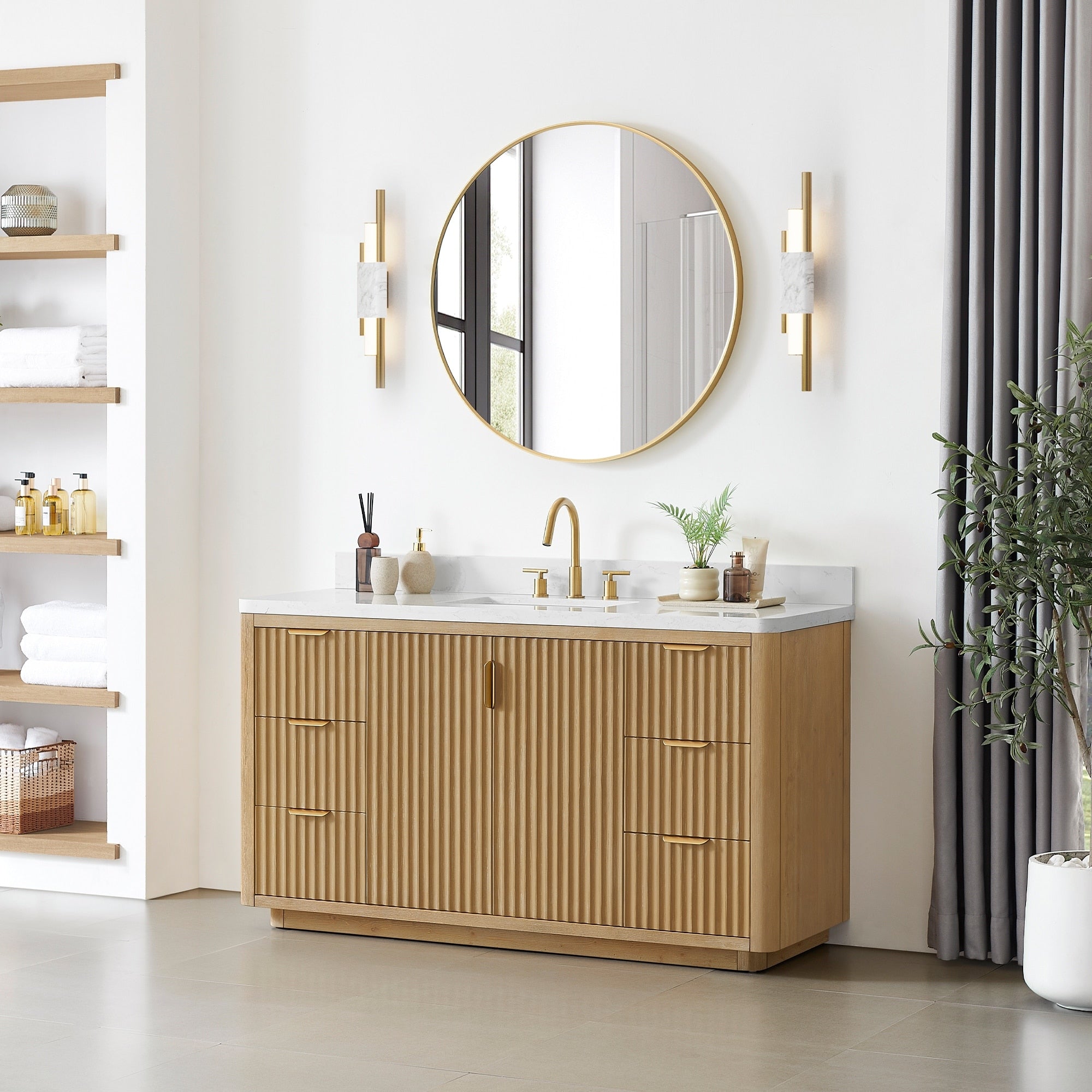 Meuble-lavabo Cadiz avec dessus en pierre composite sans miroir