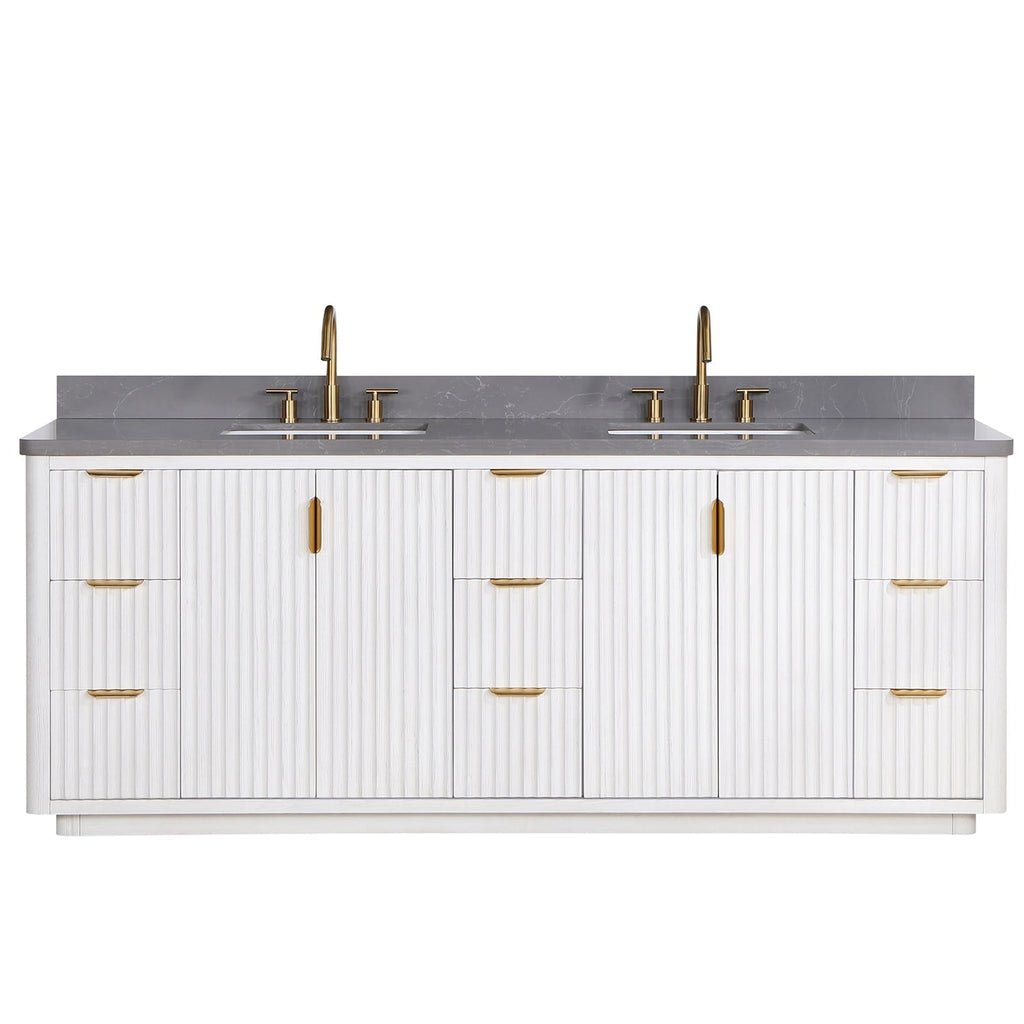 Meuble-lavabo Cadiz avec dessus en pierre composite sans miroir