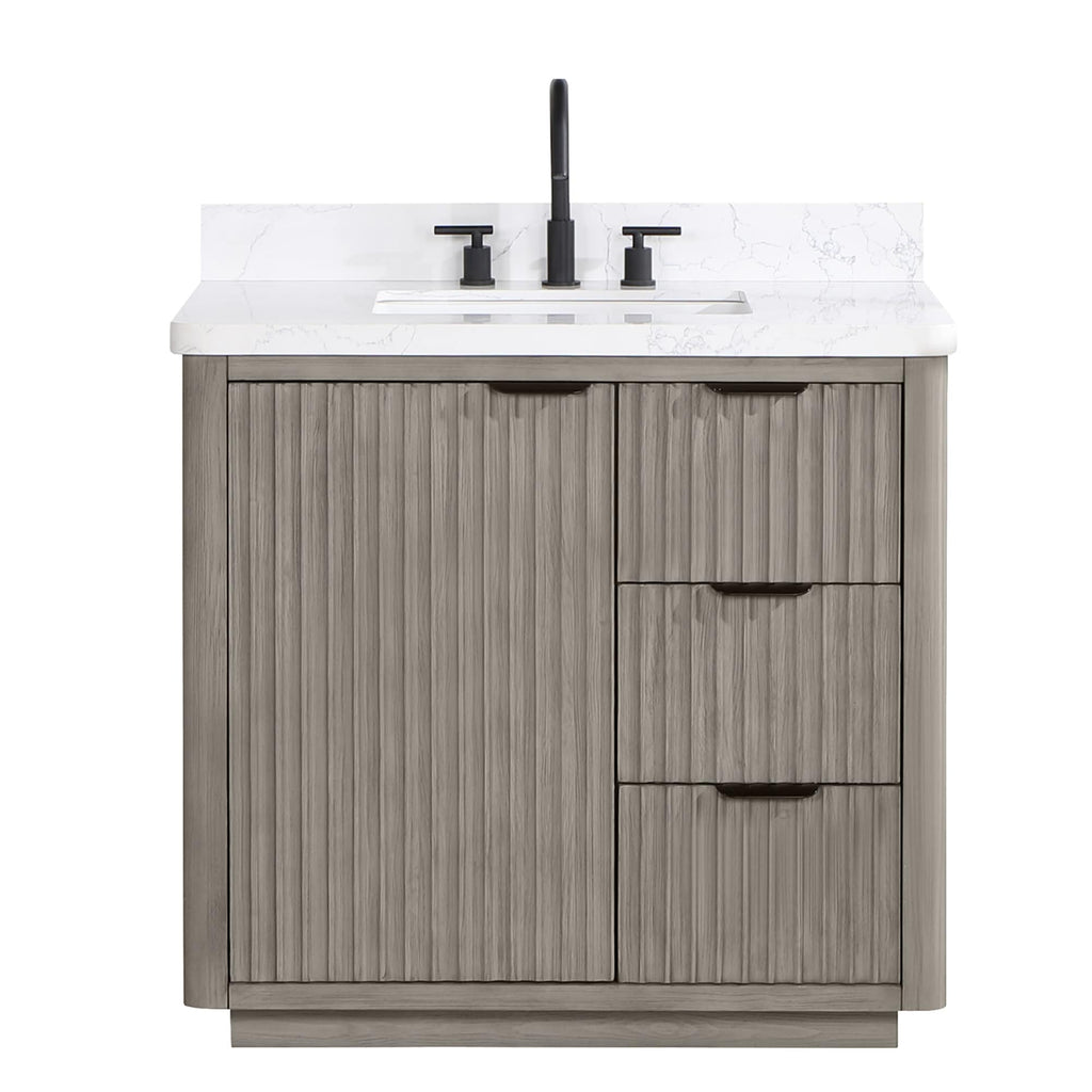 Meuble-lavabo Cadiz avec dessus en pierre composite sans miroir