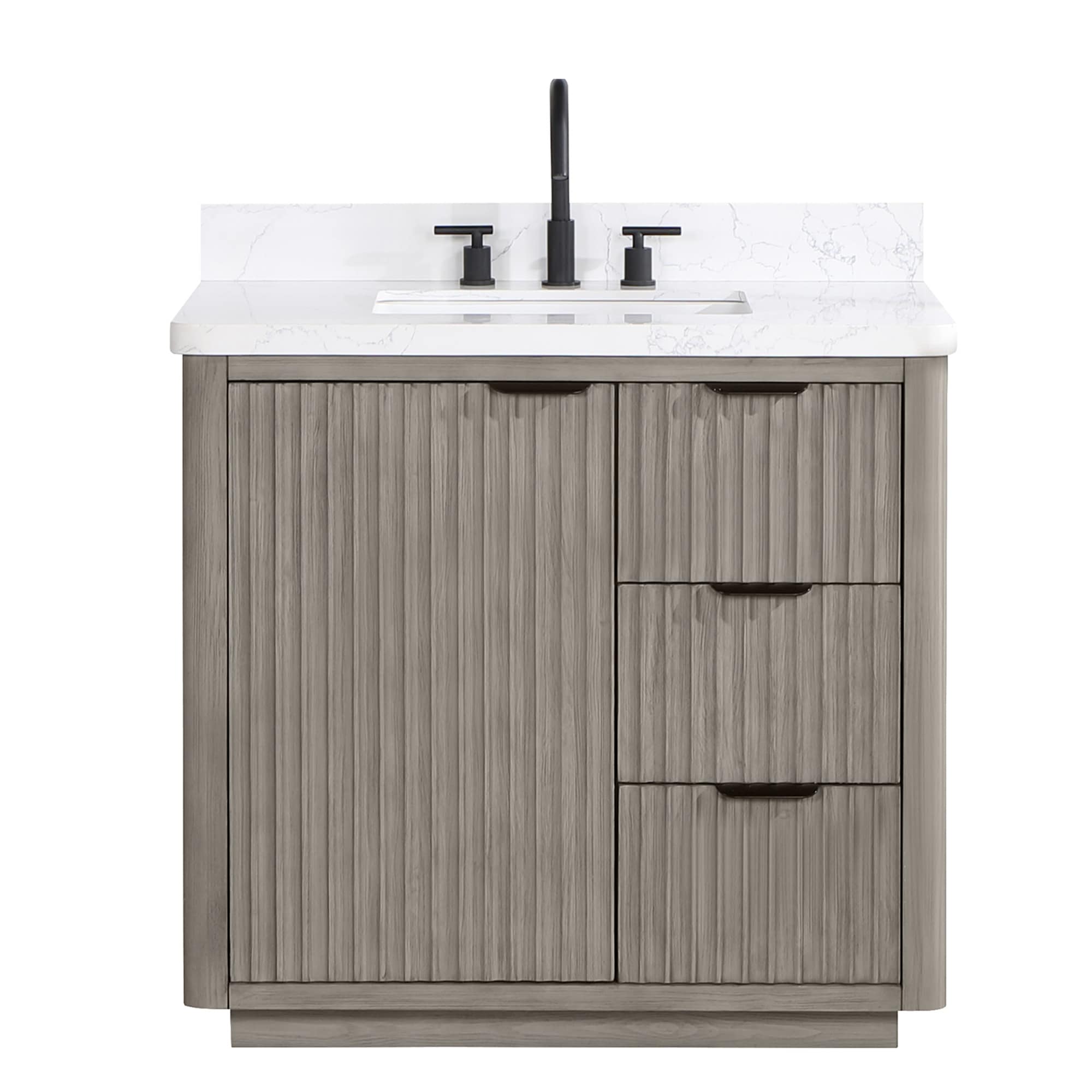 Meuble-lavabo Cadiz avec dessus en pierre composite sans miroir