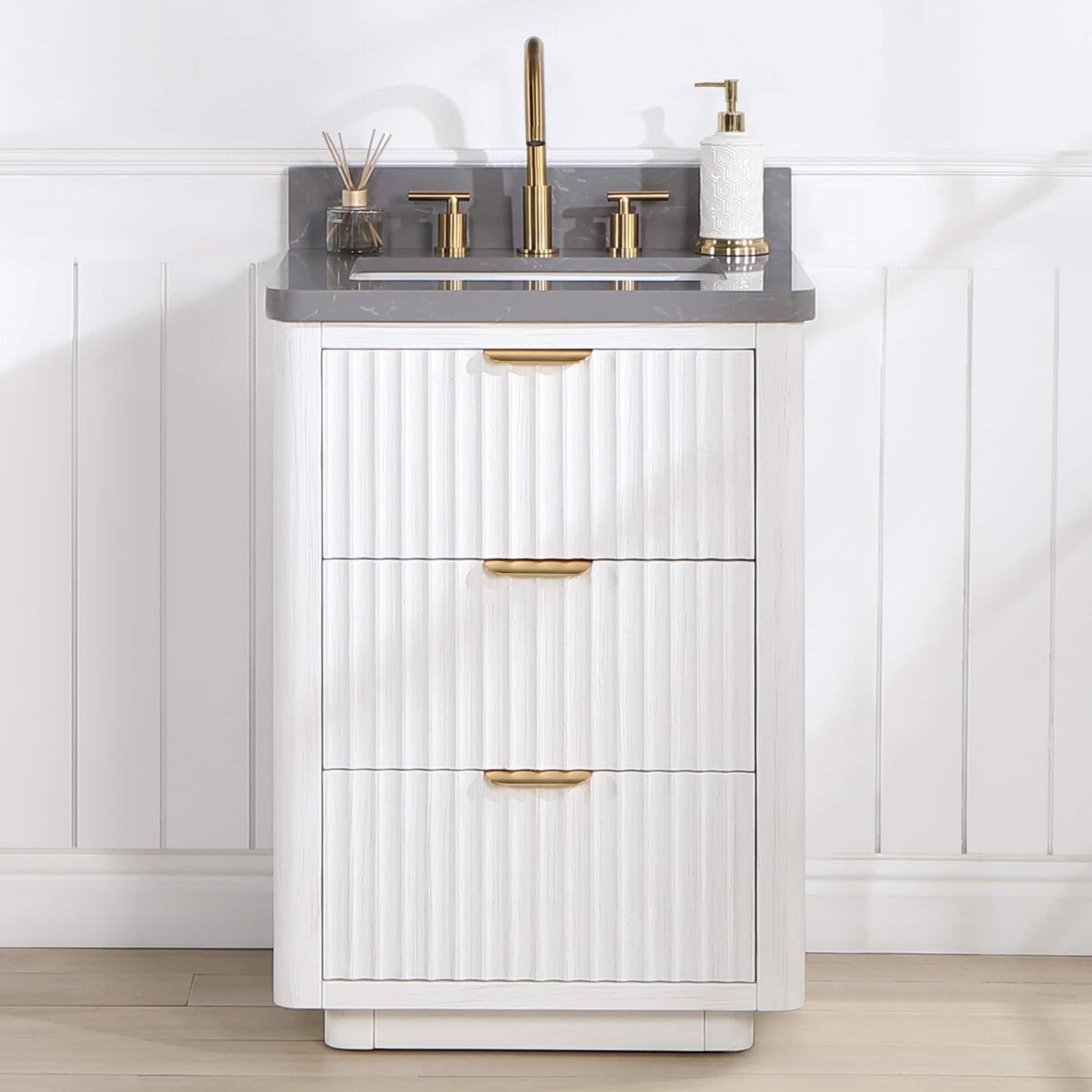 Meuble-lavabo Cadiz avec dessus en pierre composite sans miroir