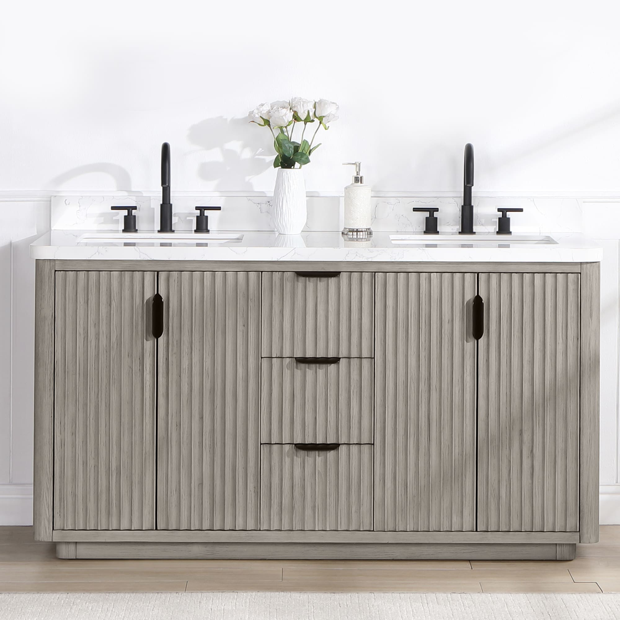 Meuble-lavabo Cadiz avec dessus en pierre composite sans miroir