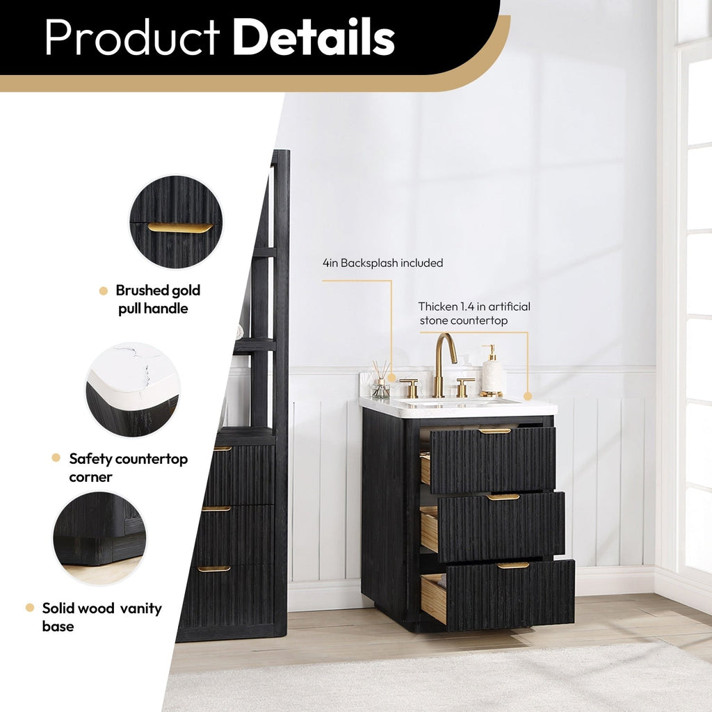 Meuble-lavabo Cadiz avec dessus en pierre composite sans miroir