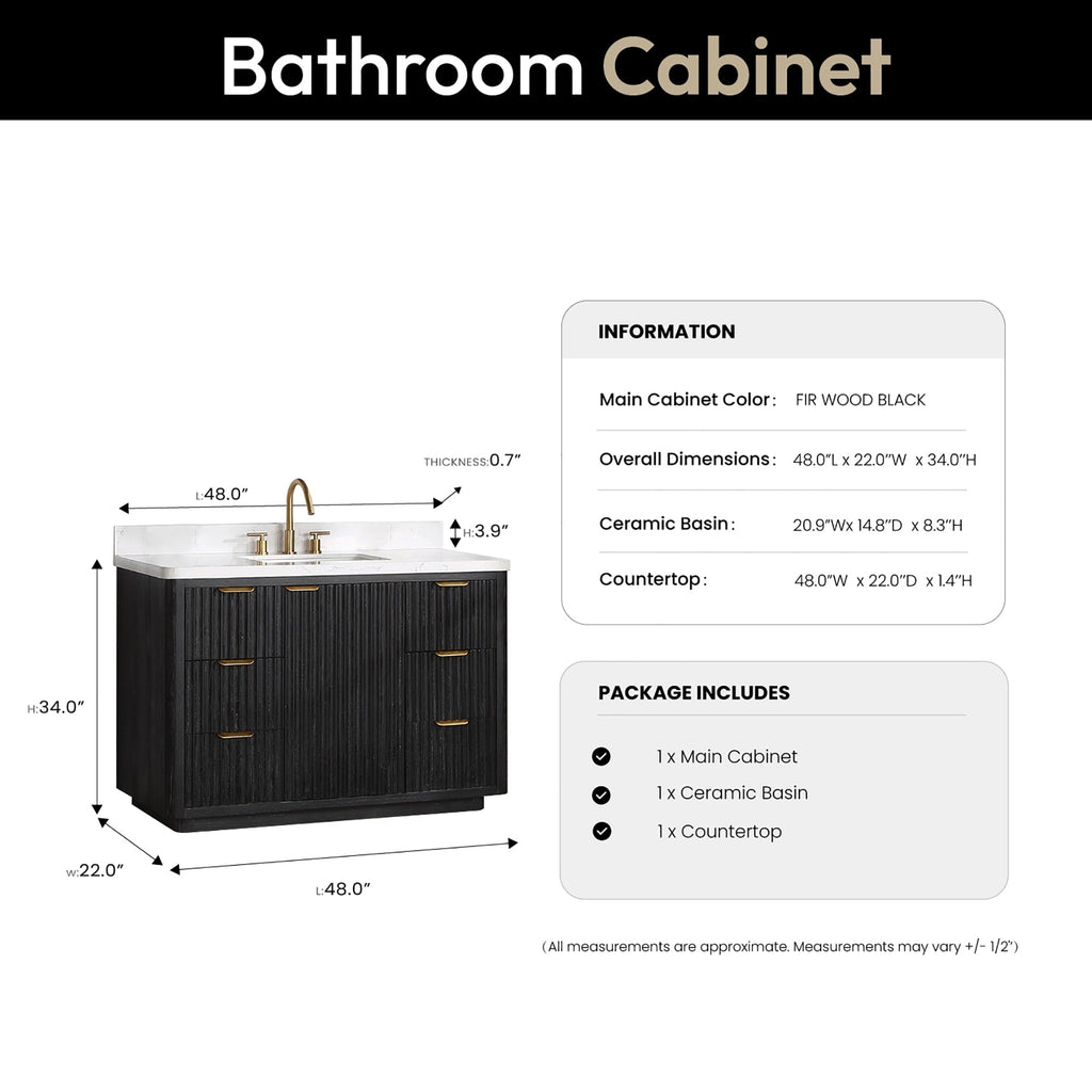 Meuble-lavabo Cadiz avec dessus en pierre composite sans miroir