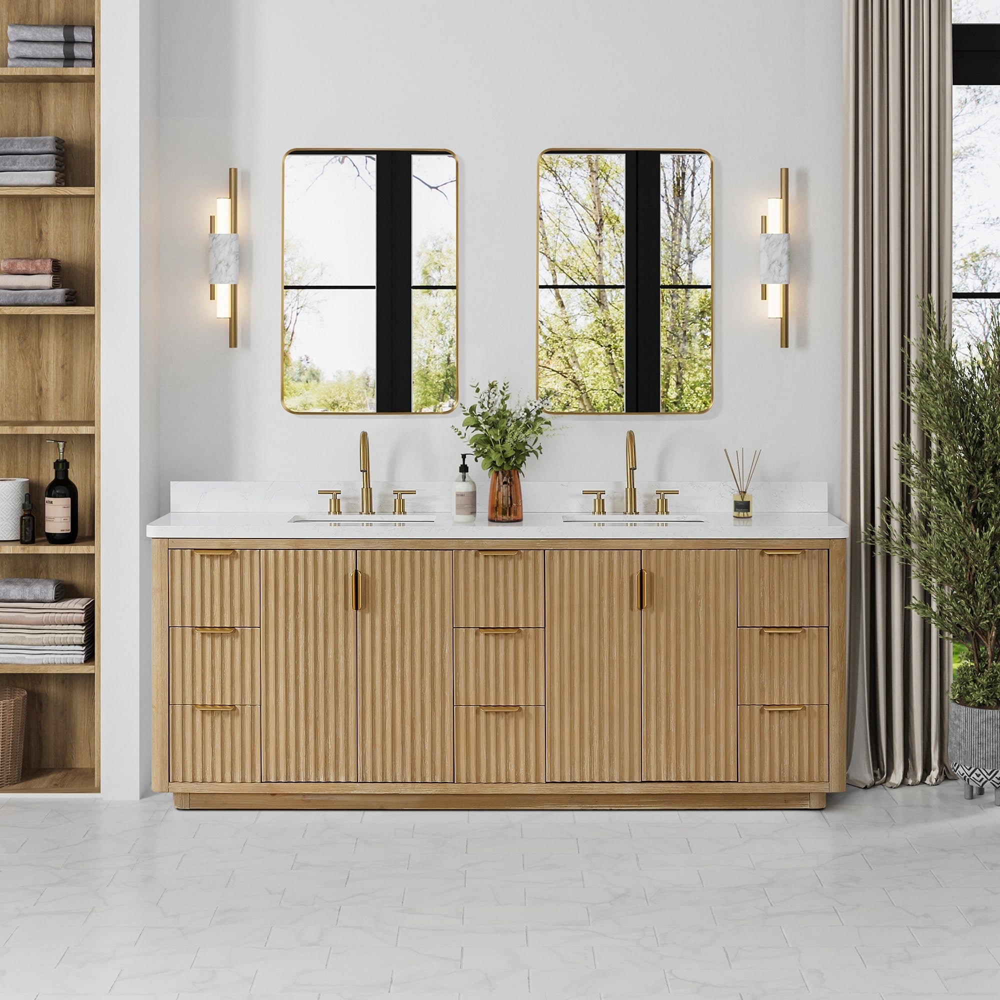 Meuble-lavabo Cadiz avec dessus en pierre composite sans miroir