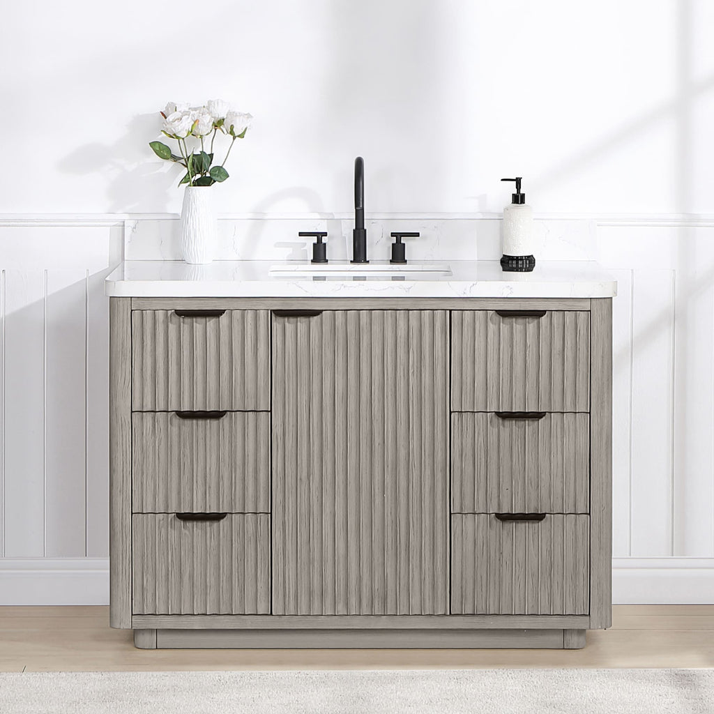 Meuble-lavabo Cadiz avec dessus en pierre composite sans miroir