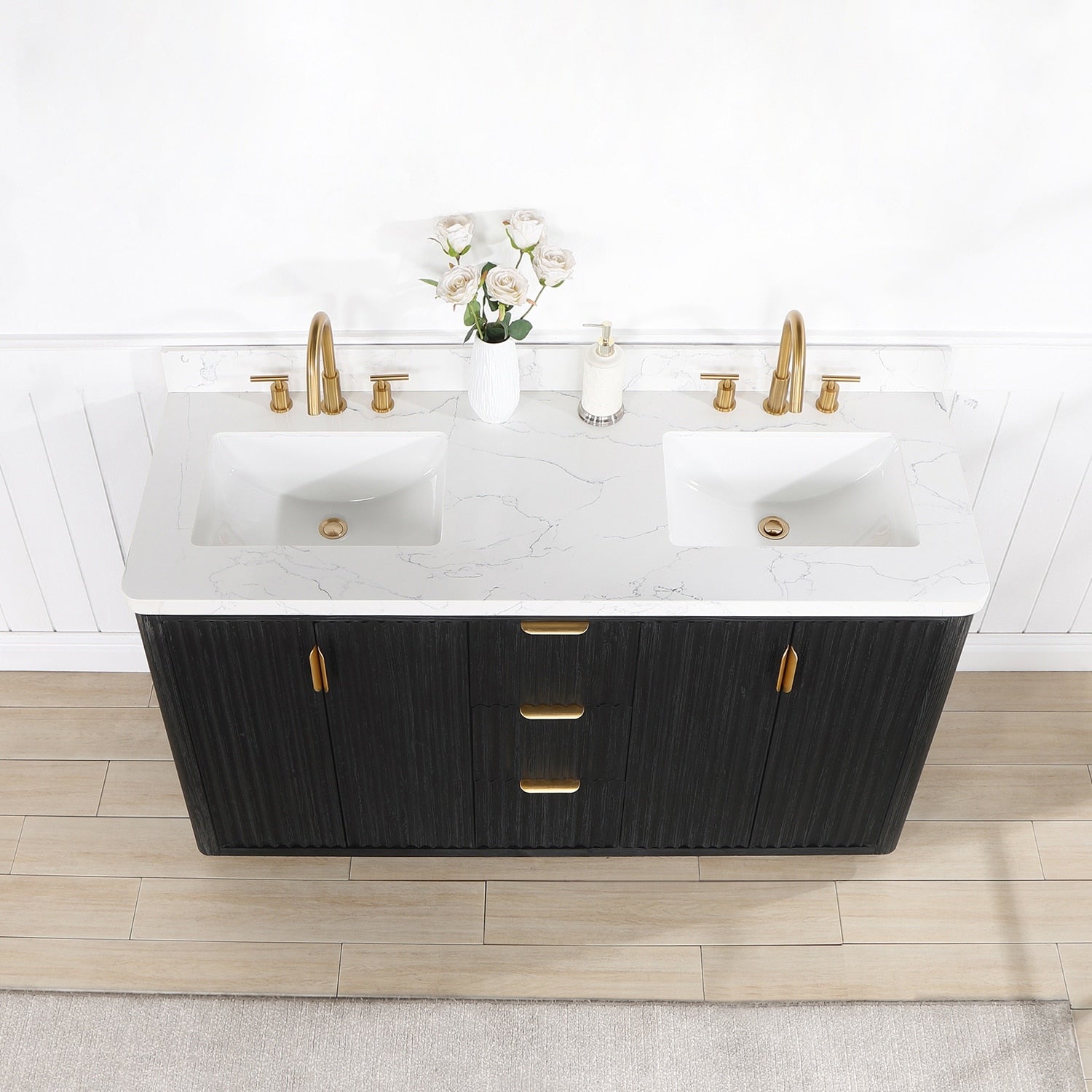 Meuble-lavabo Cadiz avec dessus en pierre composite sans miroir