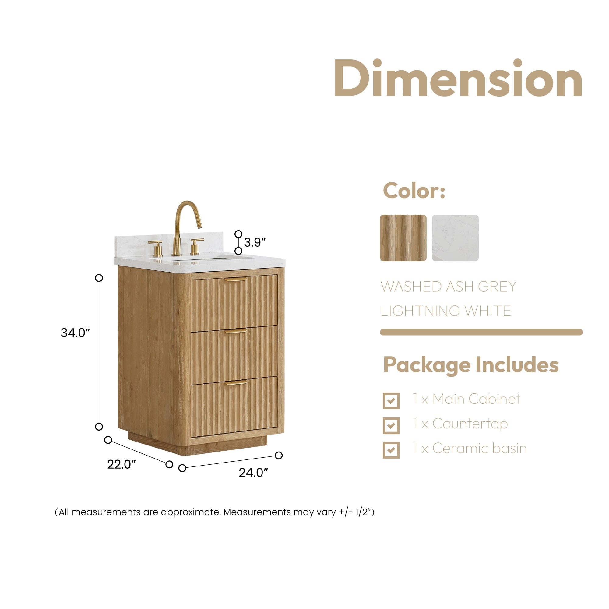 Meuble-lavabo Cadiz avec dessus en pierre composite sans miroir