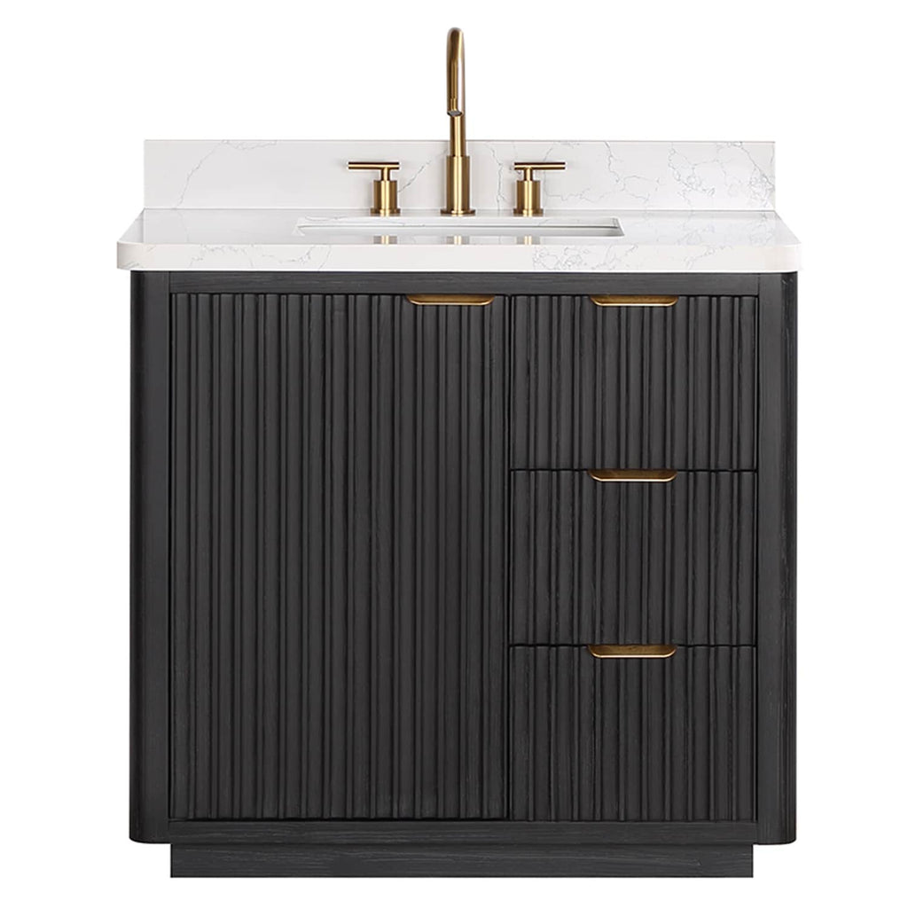 Meuble-lavabo Cadiz avec dessus en pierre composite sans miroir