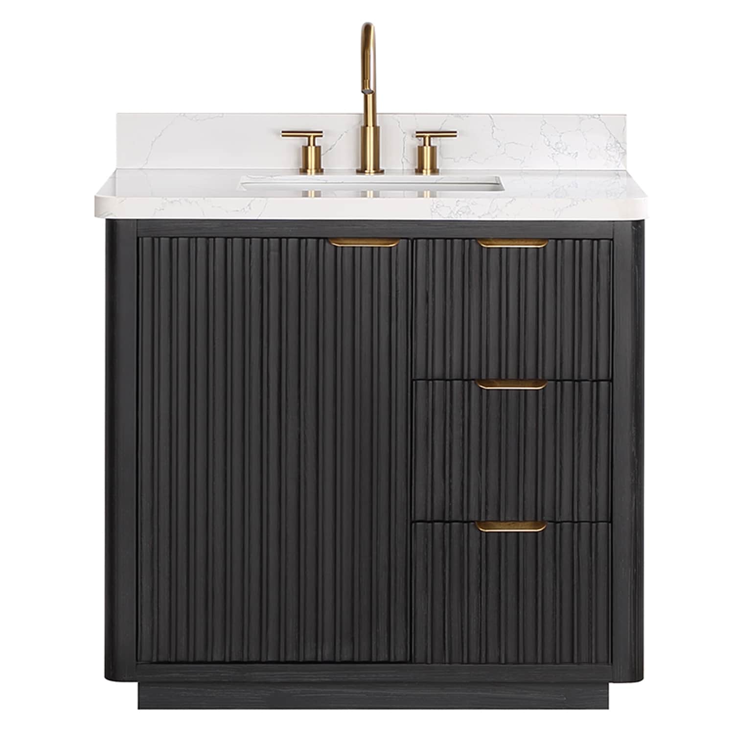 Meuble-lavabo Cadiz avec dessus en pierre composite sans miroir