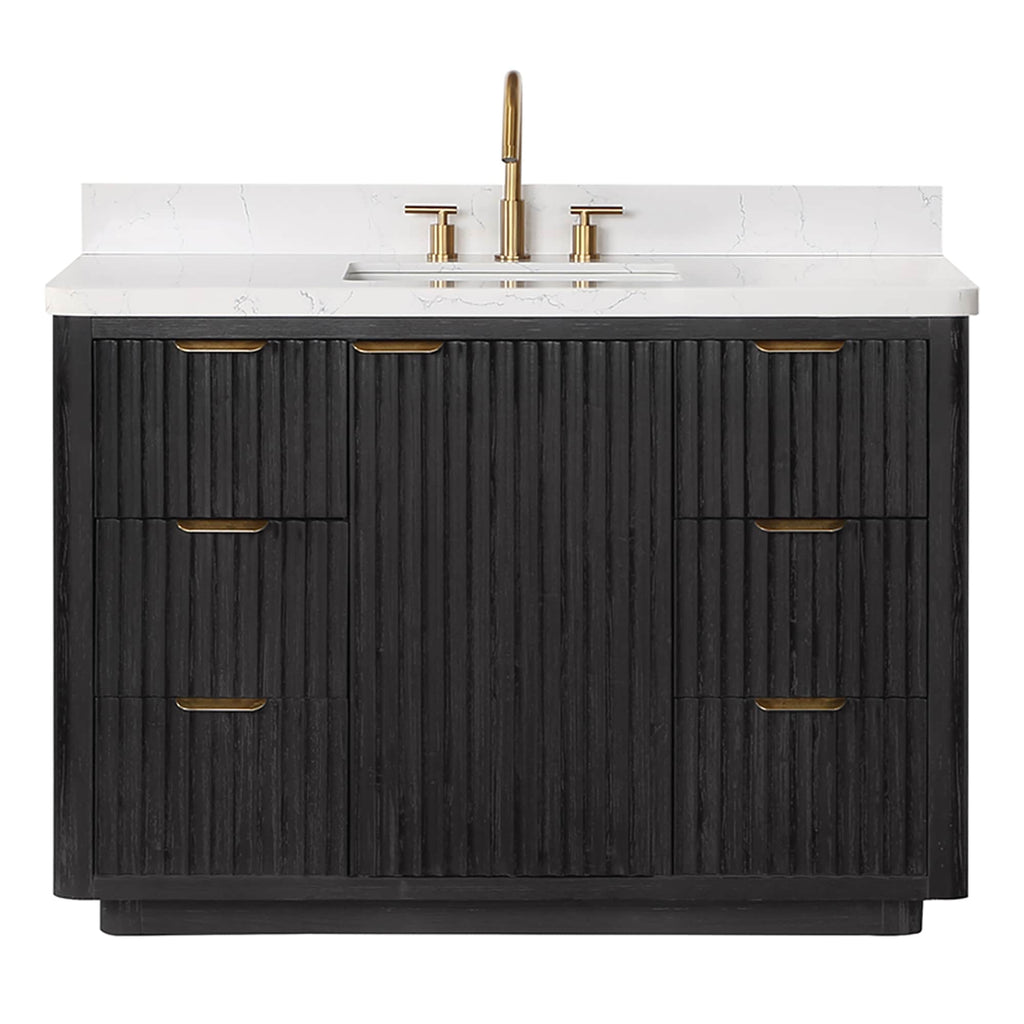 Meuble-lavabo Cadiz avec dessus en pierre composite sans miroir