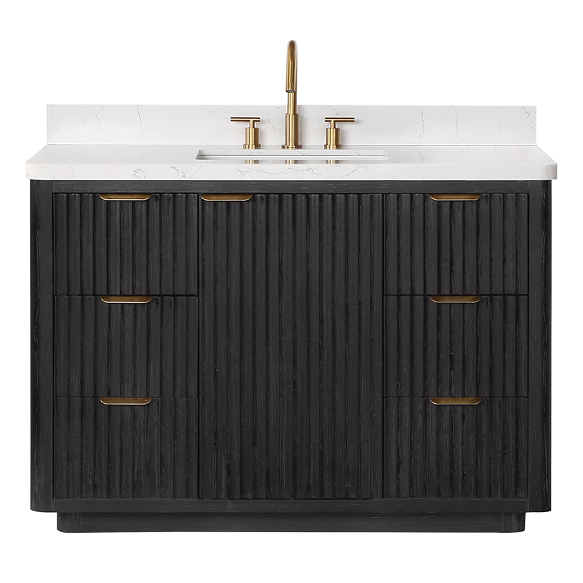 Meuble-lavabo Cadiz avec dessus en pierre composite sans miroir